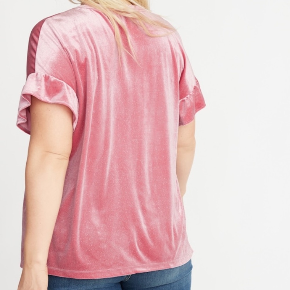BNWT Old Navy sz 3x Sparkle Knit Velvet Ruffle Top - Picture 6 of 8